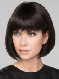 Charmantes Perruques De Cheveux Humains Sans Bonnet Bob 10"