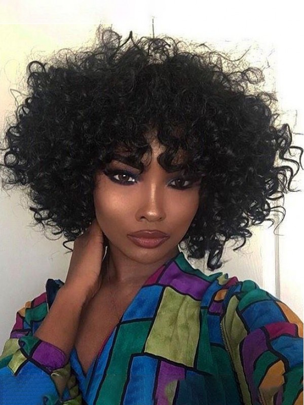 Cheveux-Afro Courte Bouclée Capless Synthetic Perruques