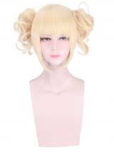 Courte Blond Tout Droit Capless Cosplay Perruques Avec le poney And 2 Detachable Buns With Clips