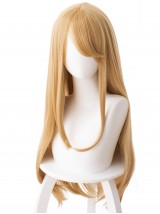 Blond Longue Tout Droit Anime Capless Cosplay Perruques Avec le poney