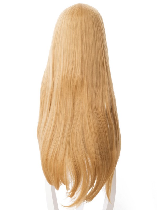 Blond Longue Tout Droit Anime Capless Cosplay Perruques Avec le poney