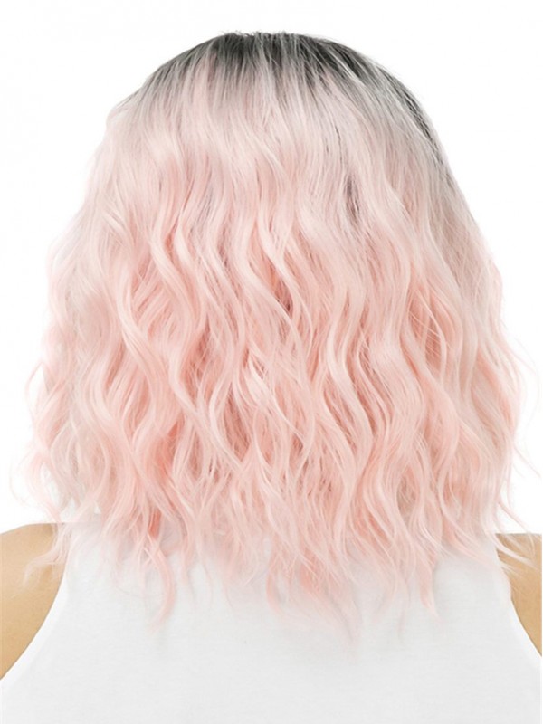 Moyennescheitel Pink Ondulée Ombre Dark Root Moyenne Capless