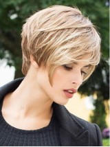 Blonde Courte Tout Droit Perruques Cheveux Naturels